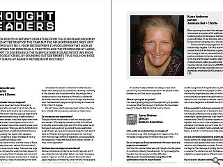<p>A transition period in Britain&rsquo;s departure from the European Union may  have passed at the start of the year but the implications are only just  making themselves felt. From recruitment to procurement we look at the  implications for individuals, practices and the profession at large, in  an attempt to disentangle the ramifications for architecture from that  other great crisis, by sounding out sentiments thus far. How does the  reality shape-up against referendum rhetoric?</p>