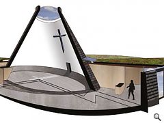 A conical church carefully aligned with the sun will form the centrepice of the development
