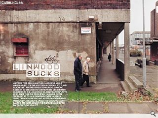 Another year brings another Carbuncle as our annual quest for the most  dismal town in Scotland reaches yet another grisly denouement. Linwood  has been no stranger to controversy since it made headlines as the  location of S1 Jobs infamous 'Lavvy Heid'. Since then the town has gone  down the toilet as its main shopping centre has been slowly run into the  ground. As Urban Realm found out however residents, under the 'Linwood  Sucks' banner, are increasingly finding their voice in the face of  official neglect.